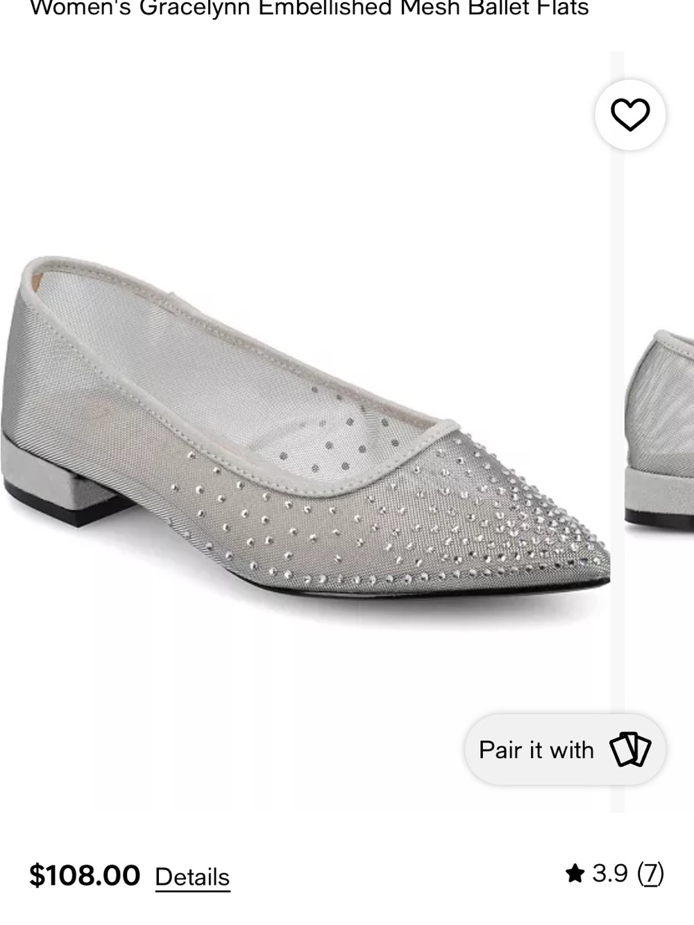 Journee Collection Silver Embellished Mesh Ballet Flats
